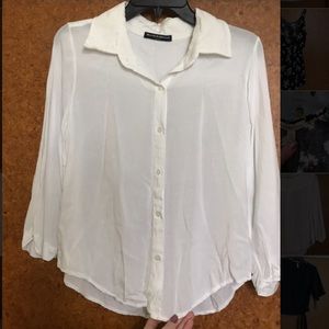 Brandy Melville Flowy White Button Down